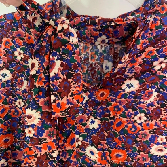 Veronica Beard Silk Chilton Floral Tie Back Blouse Berry Multi Size 2 NWT - Picture 12 of 16